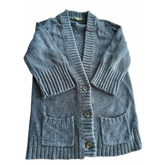 Eddie Bauer Cardigan Women Large Tall 3/4 Sleeves Denim Blue - Picture 1 of 6